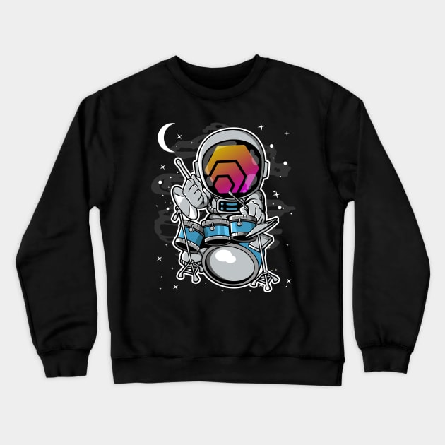 Astronaut Drummer HEX Coin To The Moon HEX Crypto Token Cryptocurrency Blockchain Wallet Birthday Gift For Men Women Kids Crewneck Sweatshirt by Thingking About